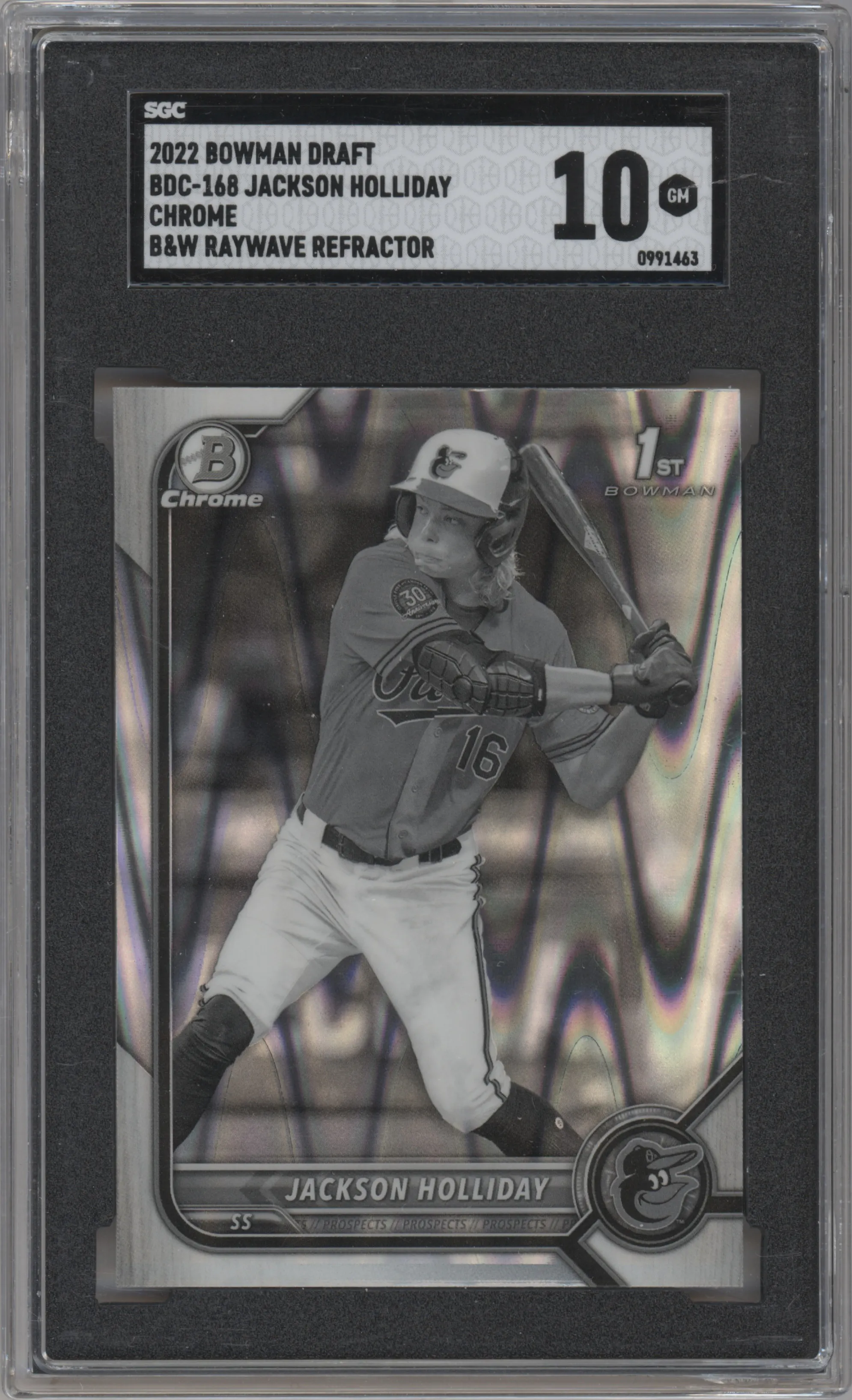 2022 Bowman Draft Chrome Jackson Holliday Black & White RayWave Refractor SGC 10