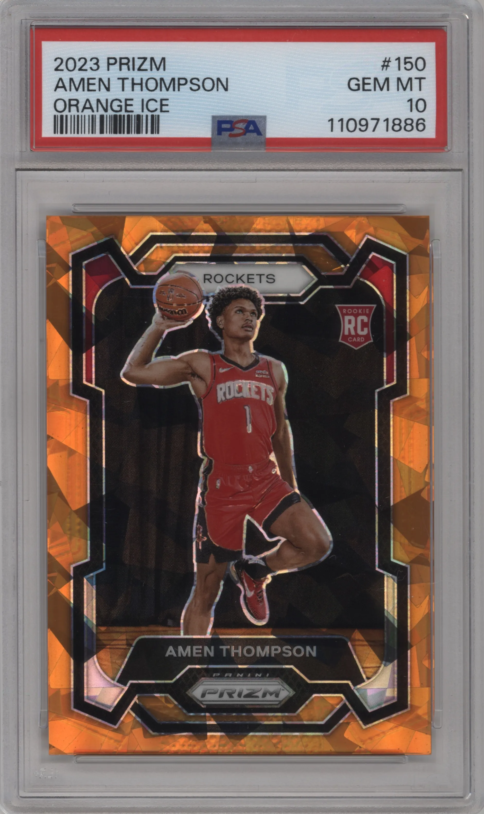 2023 Panini Prizm Amen Thompson Orange Ice #150 PSA 10