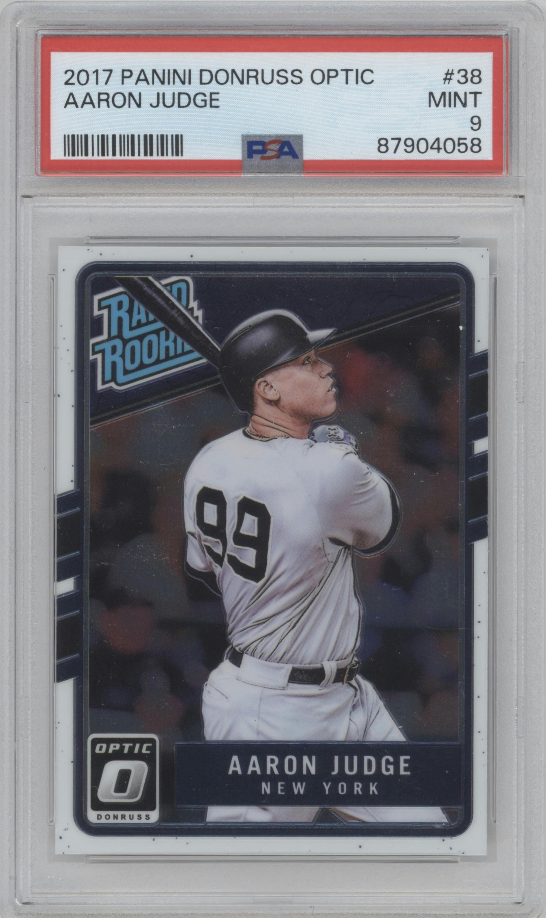 Aaron Judge from the 2017 Panini Donruss Optic set graded by PSA and given an overall grade of 9.