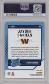 Jayden Daniels from the 2024 Donruss set featuring a Red Pandora parallel graded by PSA and given an overall grade of 9.