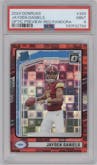 Jayden Daniels from the 2024 Donruss set featuring a Red Pandora parallel graded by PSA and given an overall grade of 9.