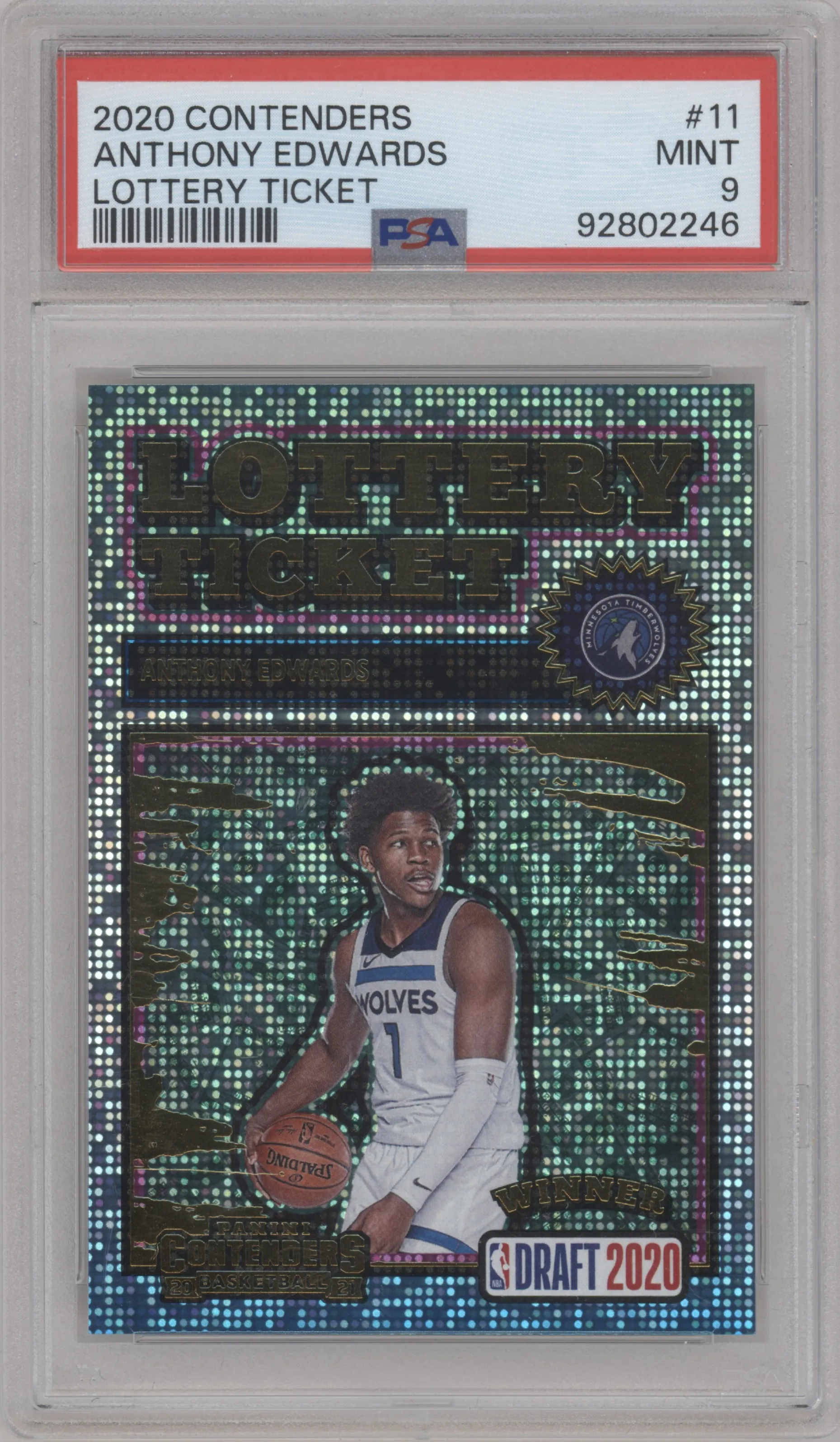 2020 Panini Contenders Lottery Ticket Anthony Edwards PSA 9