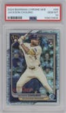 Jackson Chourio from the 2024 Bowman Chrome Mega Box set graded by PSA and given an overall grade of 10.