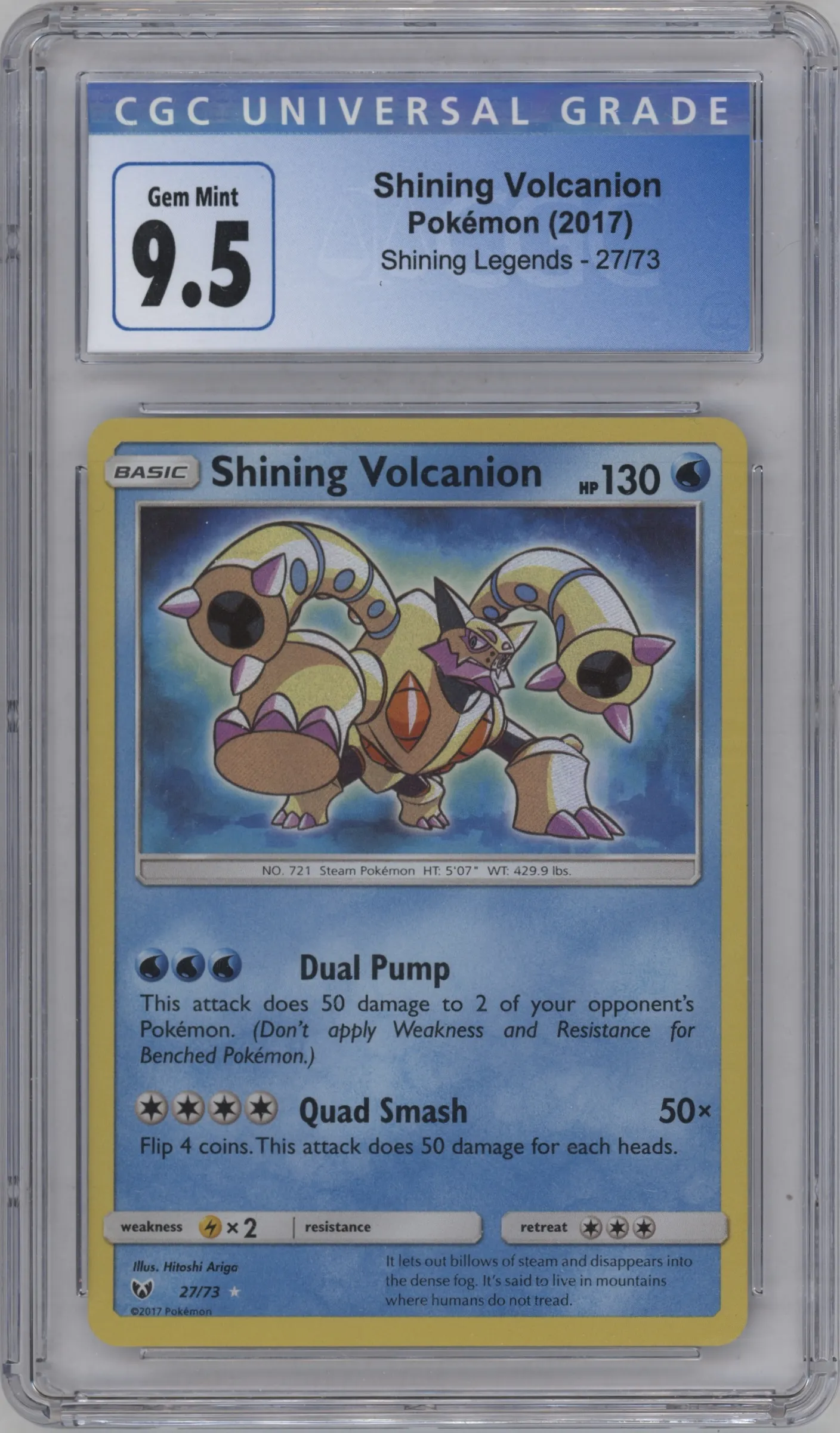 2017 Pokemon S&M Shining Legends Shining Volcanion #27 CGC 9.5