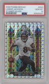 Lamar Jackson from the 2020 Panini Mosaic set graded by PSA and given an overall grade of 10.