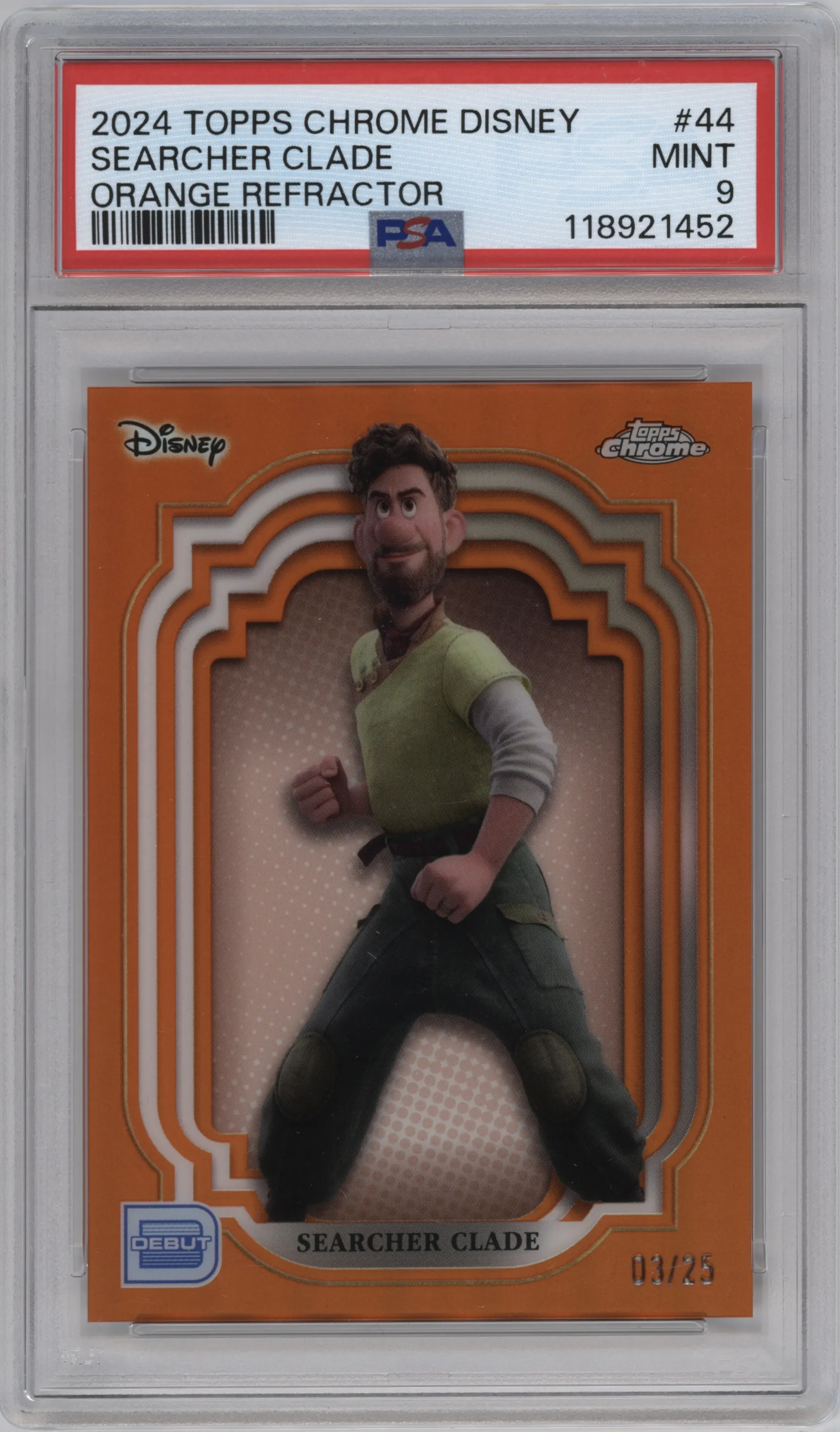 2024 Topps Chrome Disney Searcher Clade Orange Refractor #44 PSA 9