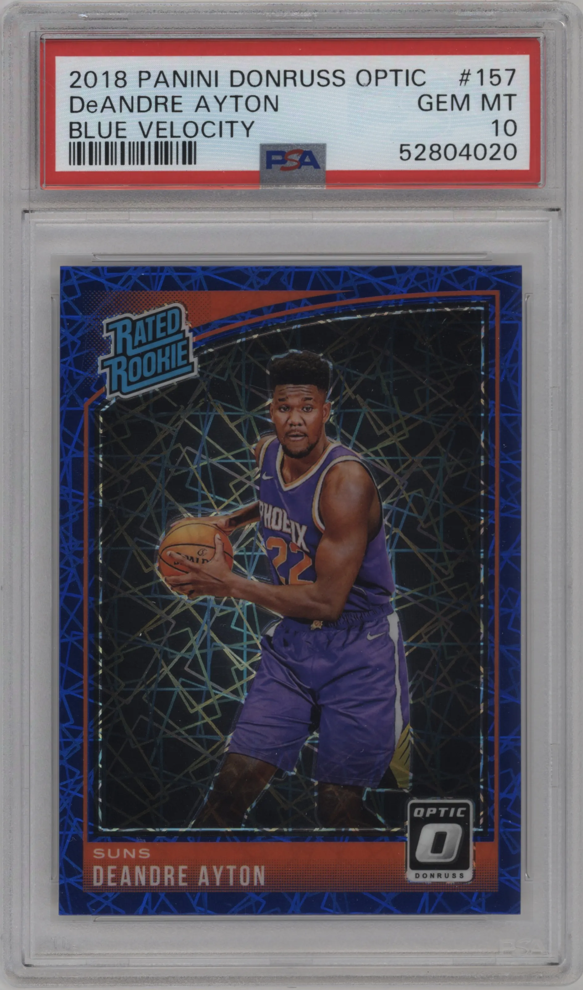 2018 Panini Donruss Optic Rated Rookie Deandre Ayton Blue Velocity PSA 10