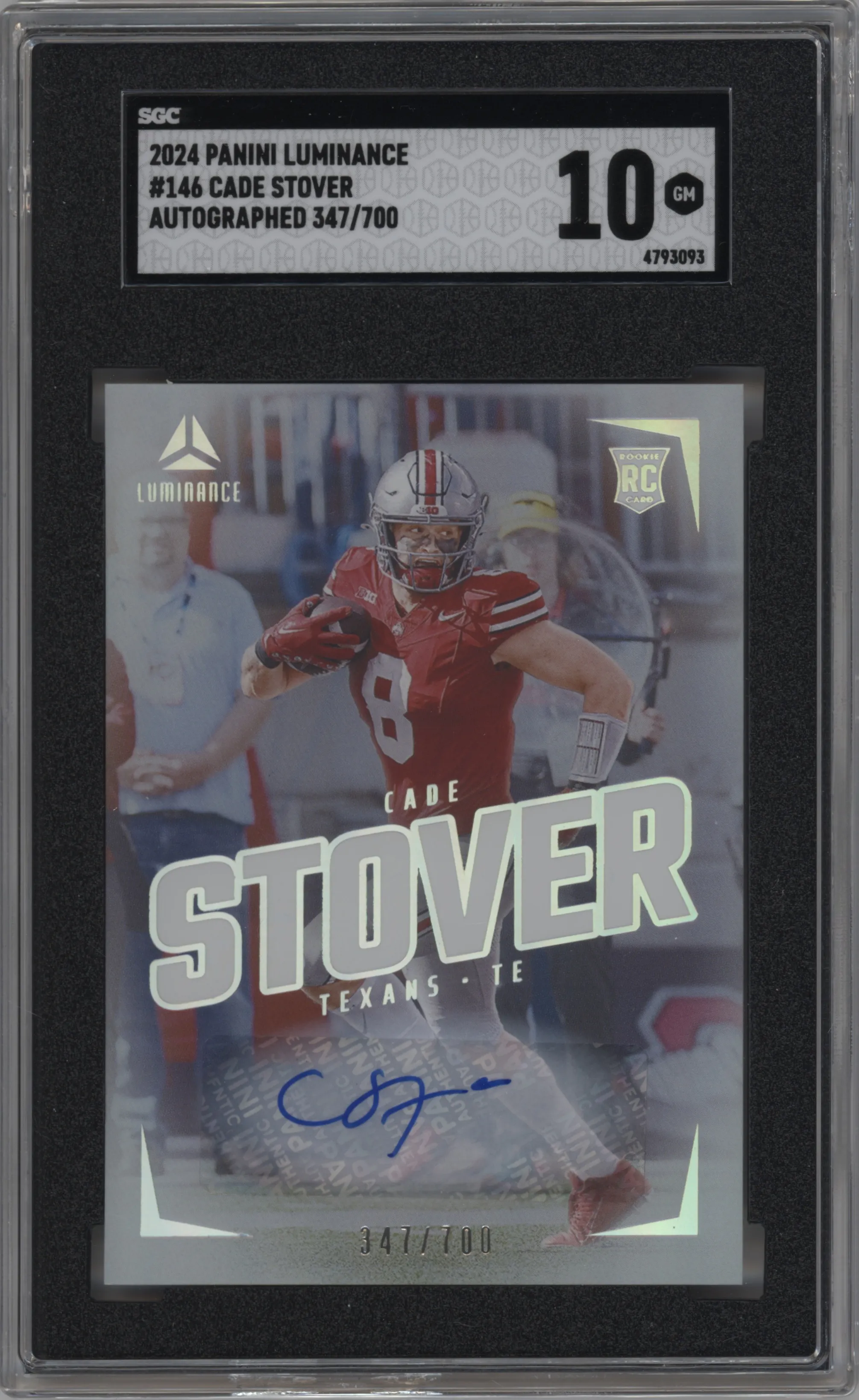 2024 Panini Luminance Rke.Auto Cade Stover SGC 10