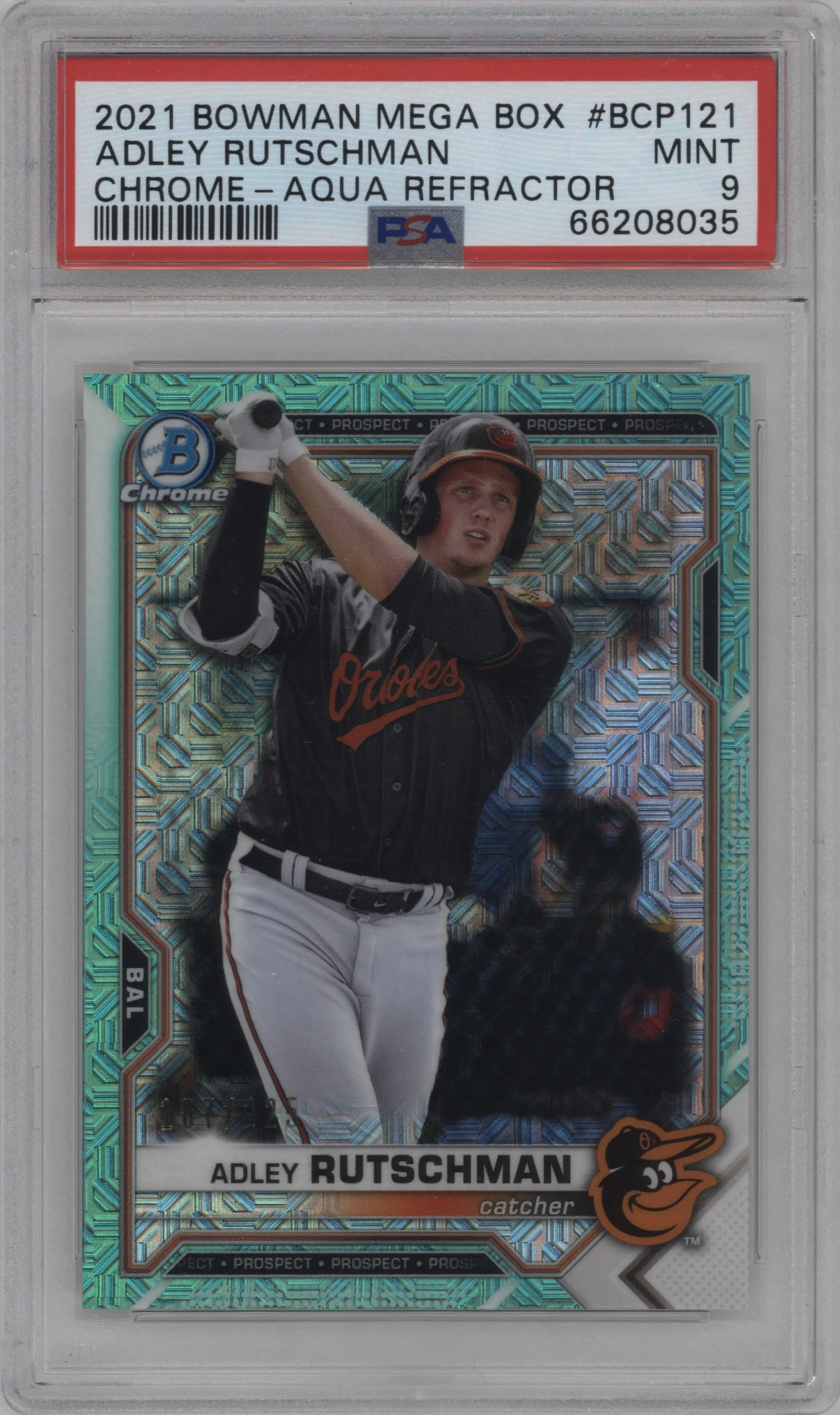 2021 Bowman Mega Box Chr.Pros. Adley Rutschman Aqua Refractor #BCP-121 PSA 9