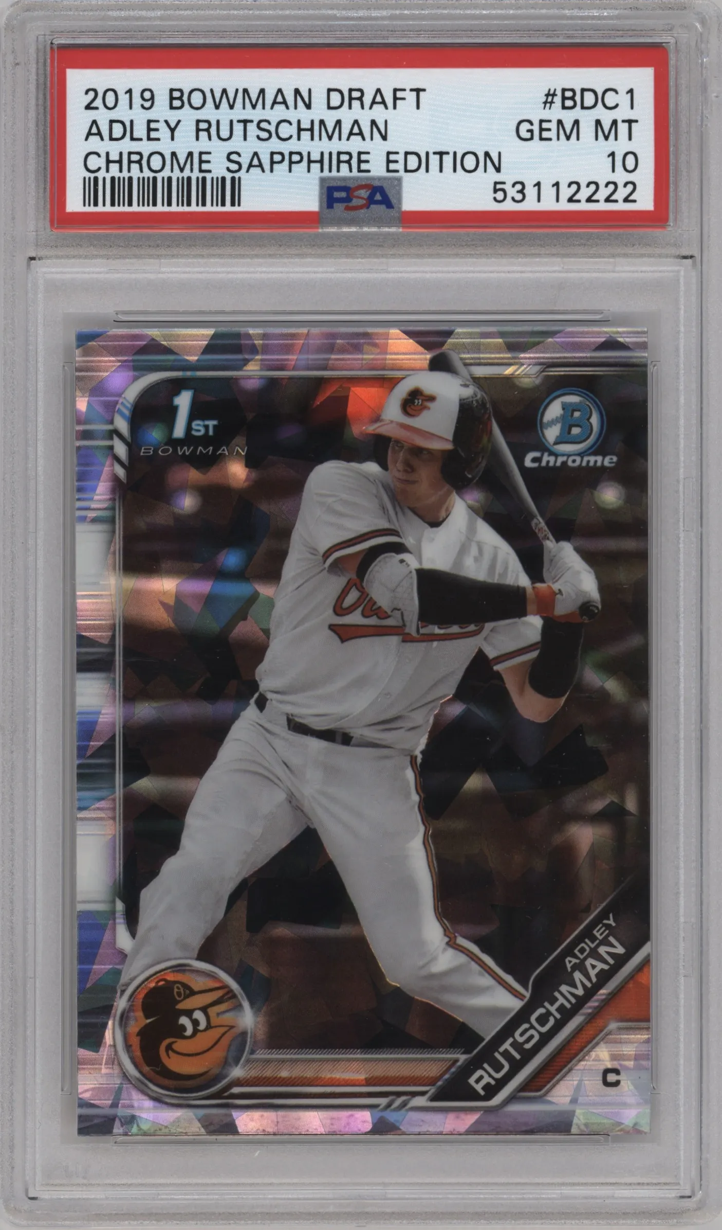 2019 Bowman Draft Sapphire Edition Chrome Adley Rutschman PSA 10