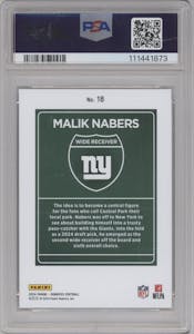 Malik Nabers  from the 2024 Donruss set graded by PSA and given an overall grade of 8.