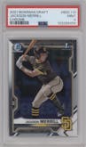 Jackson Merrill from the 2021 Bowman Draft set graded by PSA and given an overall grade of 9.