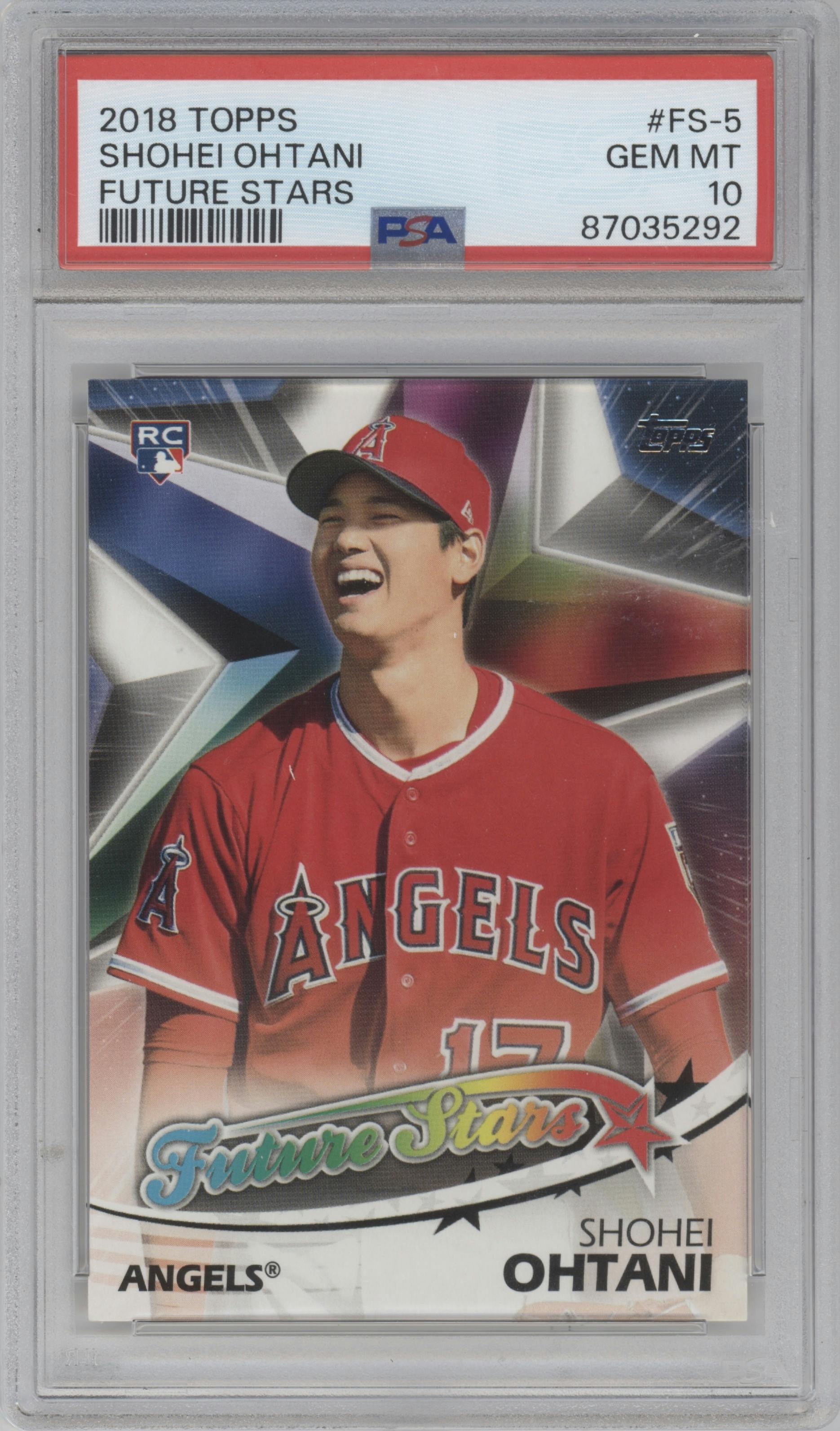 Shohei Ohtani from the 2018 Topps Series 2 set graded by PSA and given an overall grade of 10.