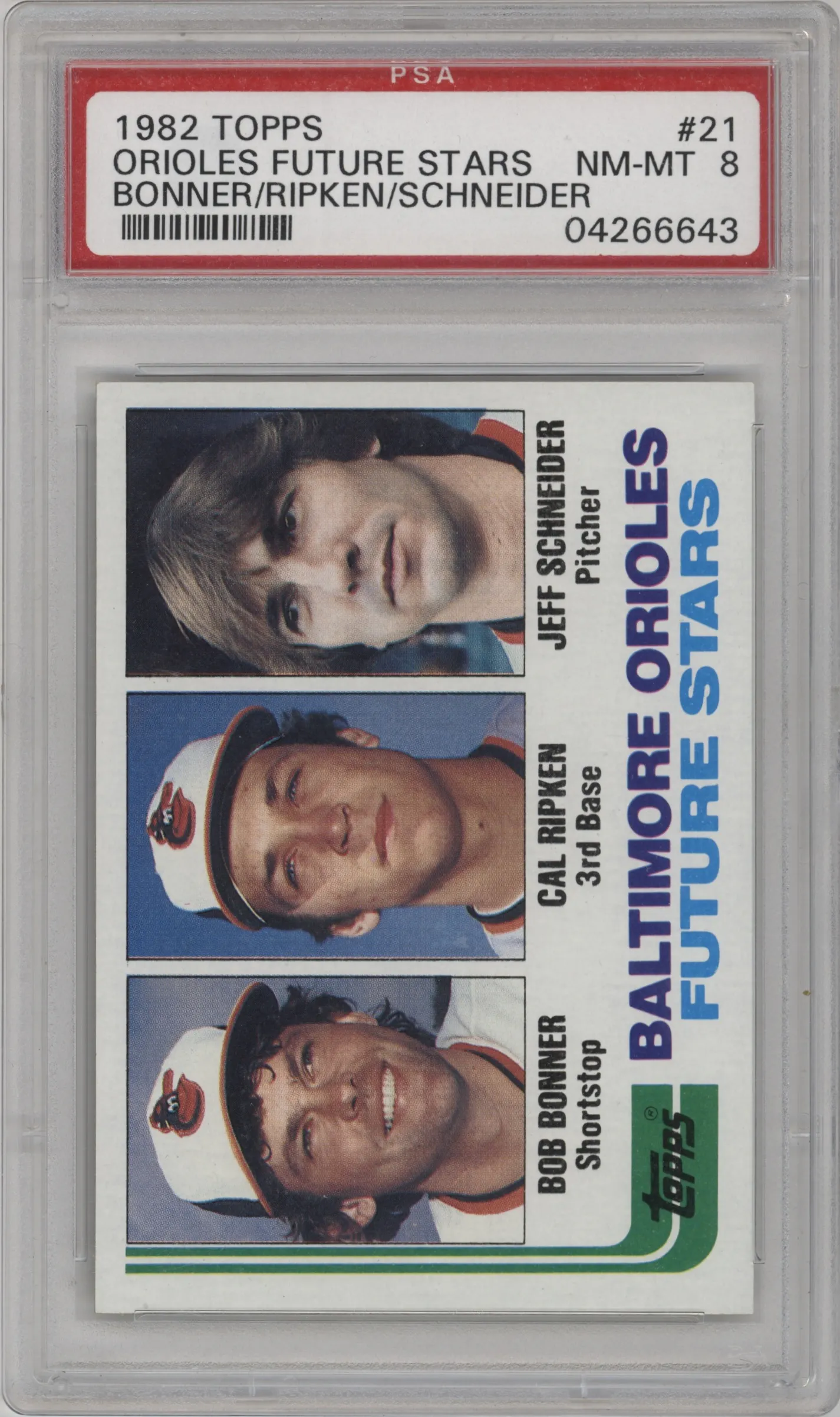 1982 Topps Bob Bonner/Cal Ripken/Jeff Schneider #21 PSA 8
