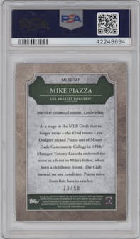 Mike Piazza from the 2016 Bowman Draft set featuring a Gold parallel graded by PSA and given an overall grade of 10.