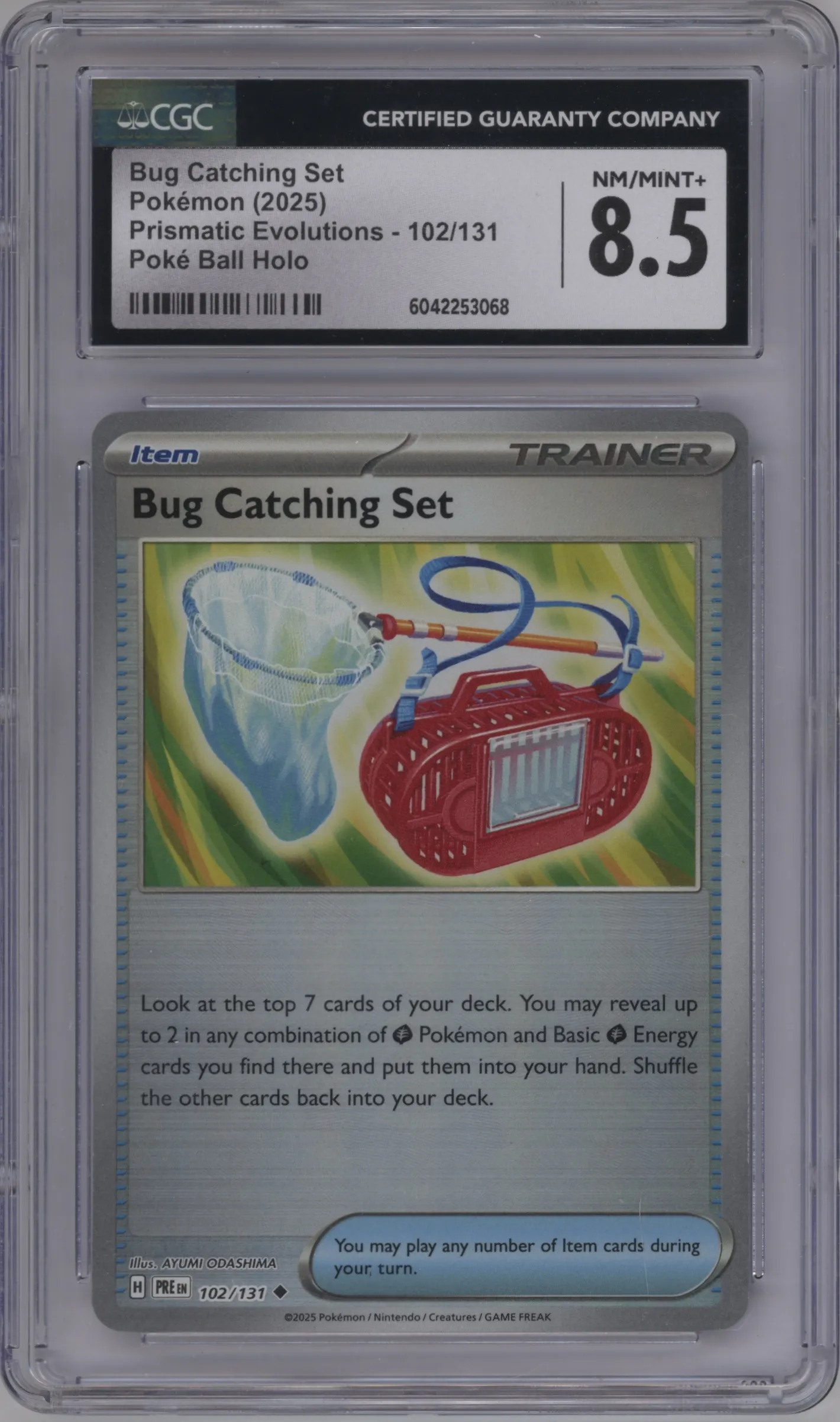 2025 Pokemon SV Prismatic Evolutions Bug Catching Set Poke Ball #102 CGC 8.5