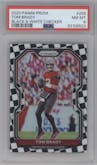 Tom Brady from the 2020 Panini Prizm set featuring a Black & White Checker parallel graded by PSA and given an overall grade of 8.