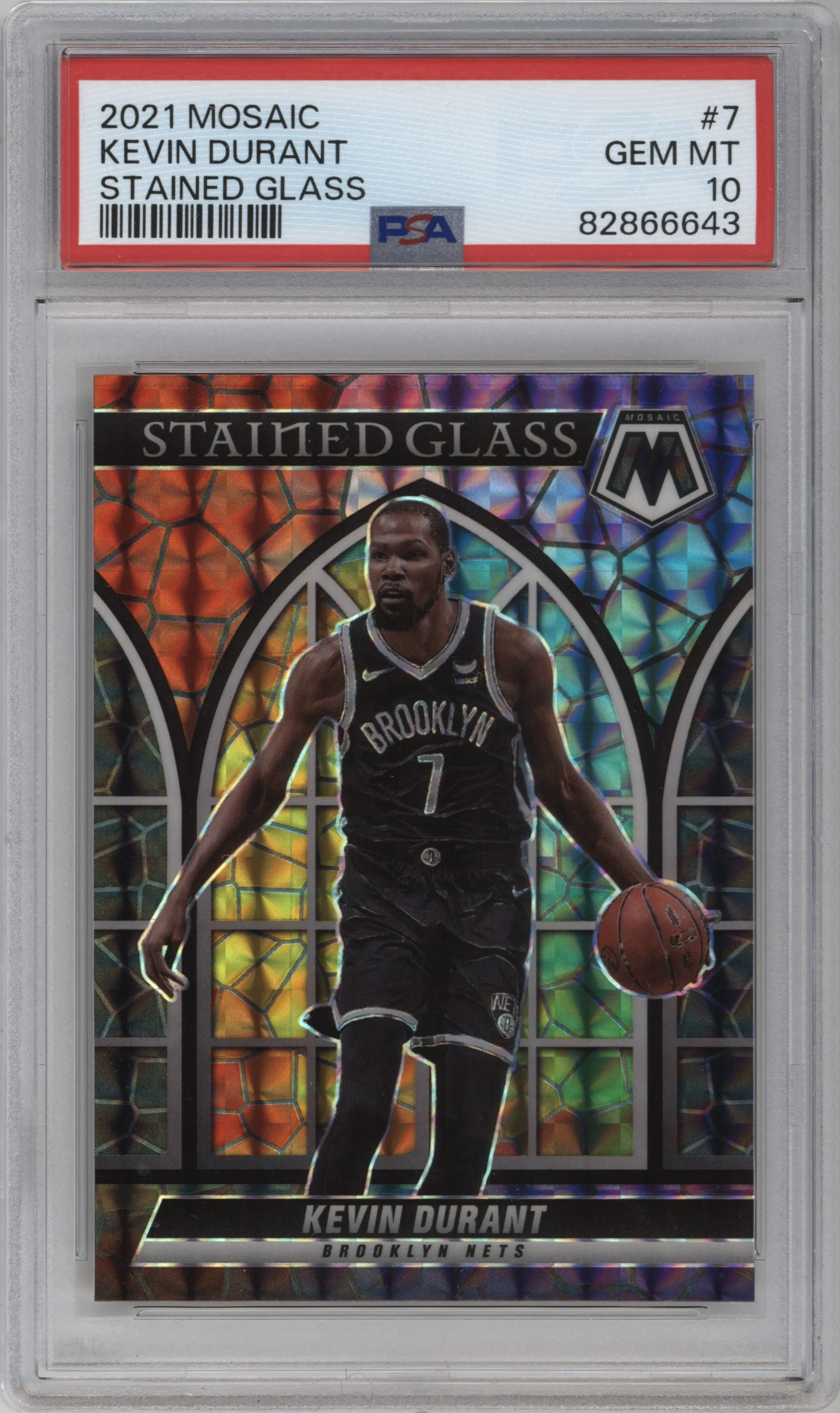 2021 Panini Mosaic Stained Glass Kevin Durant #7 PSA 10