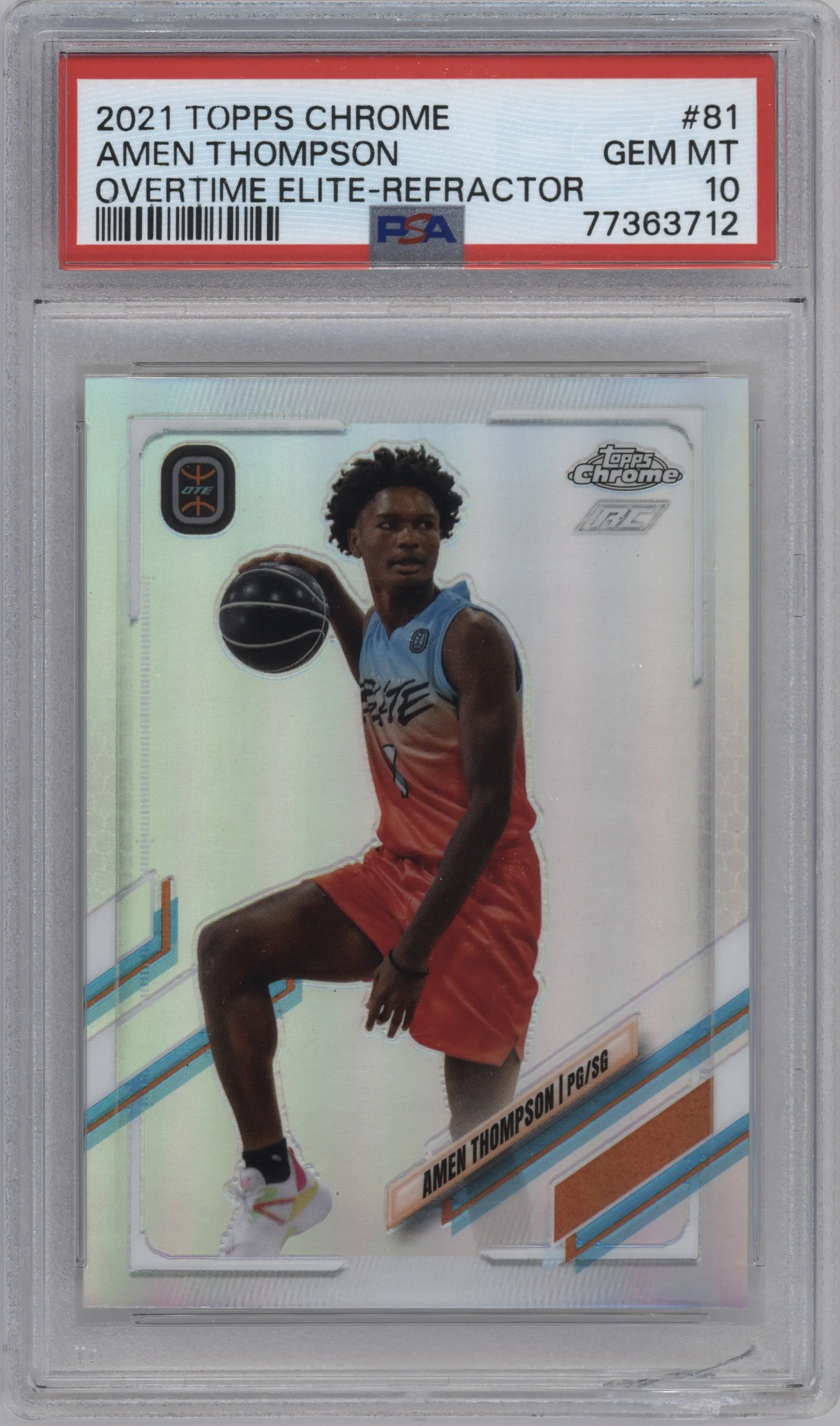 2021 Topps Chrome OTE Amen Thompson Refractor #81 PSA 10