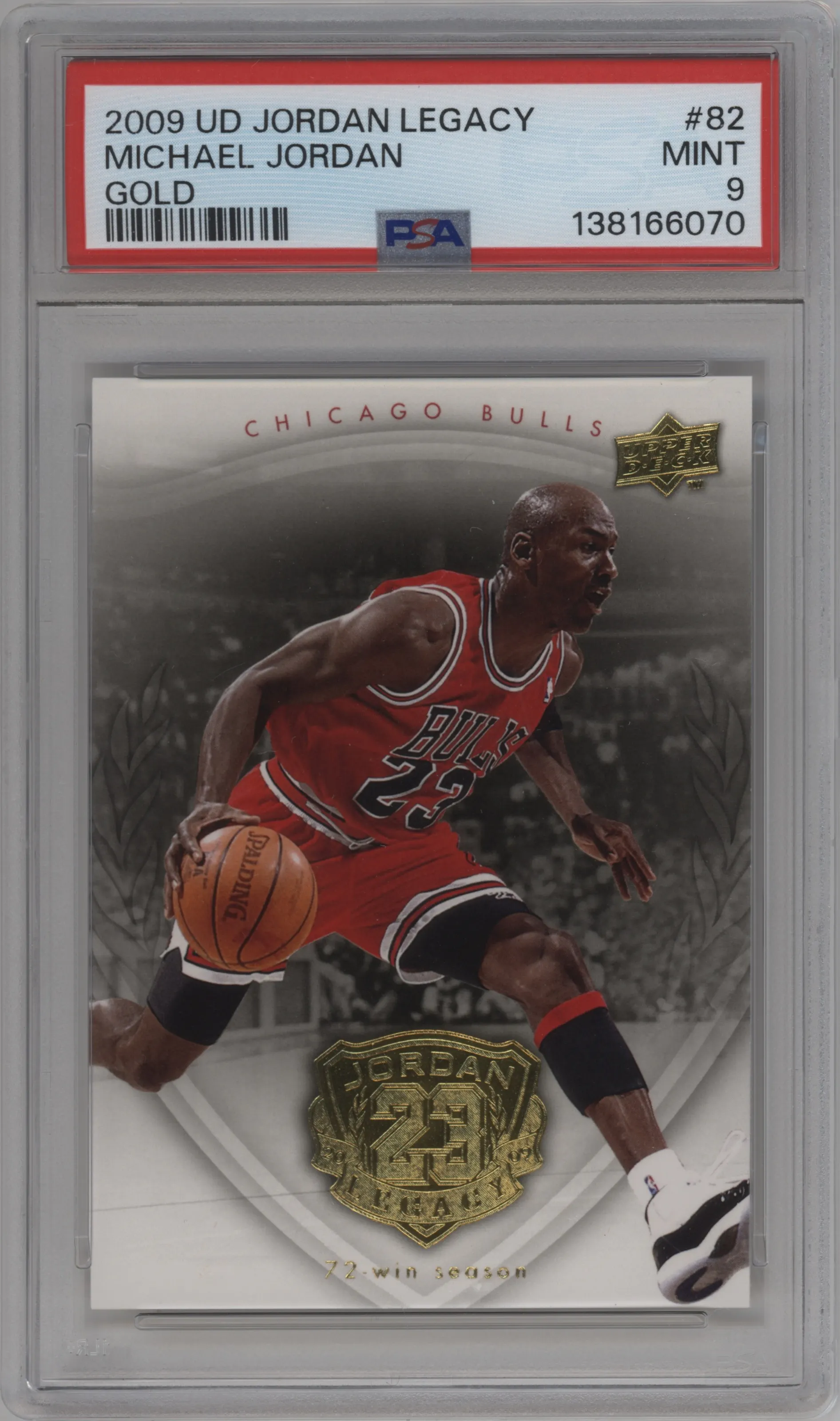 2009 Upper Deck Michael Jordan Legacy Collection Hall of Fame Edition Michael Jordan Gold #82 PSA 9