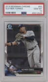 Gleyber Torres from the 2018 Bowman Chrome set graded by PSA and given an overall grade of 10.