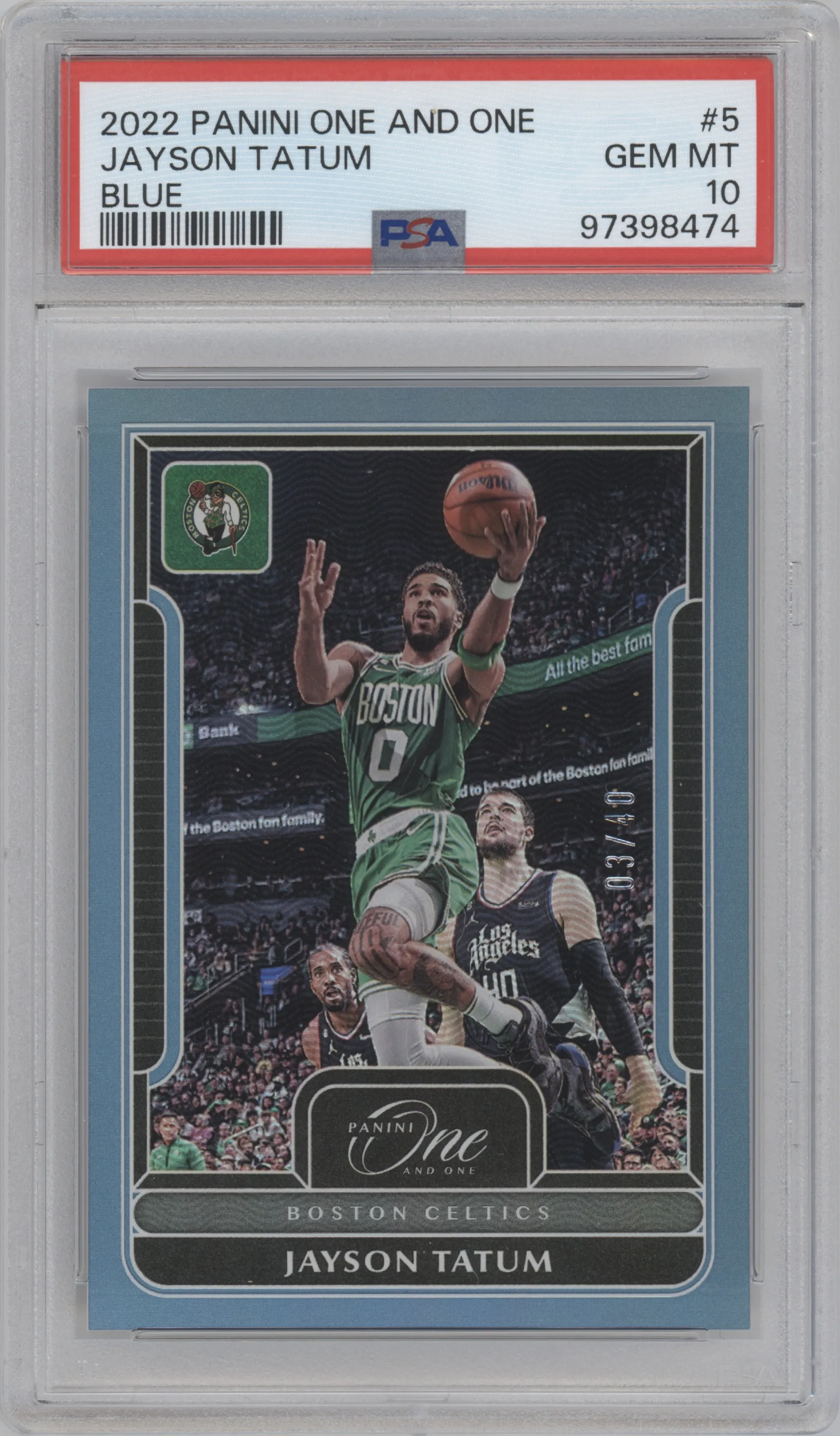 2022 Panini One and One Jayson Tatum Blue #5 PSA 10