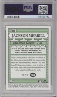 Jackson Merrill from the 2024 Topps Throwback Thursday set graded by PSA and given an overall grade of 10.