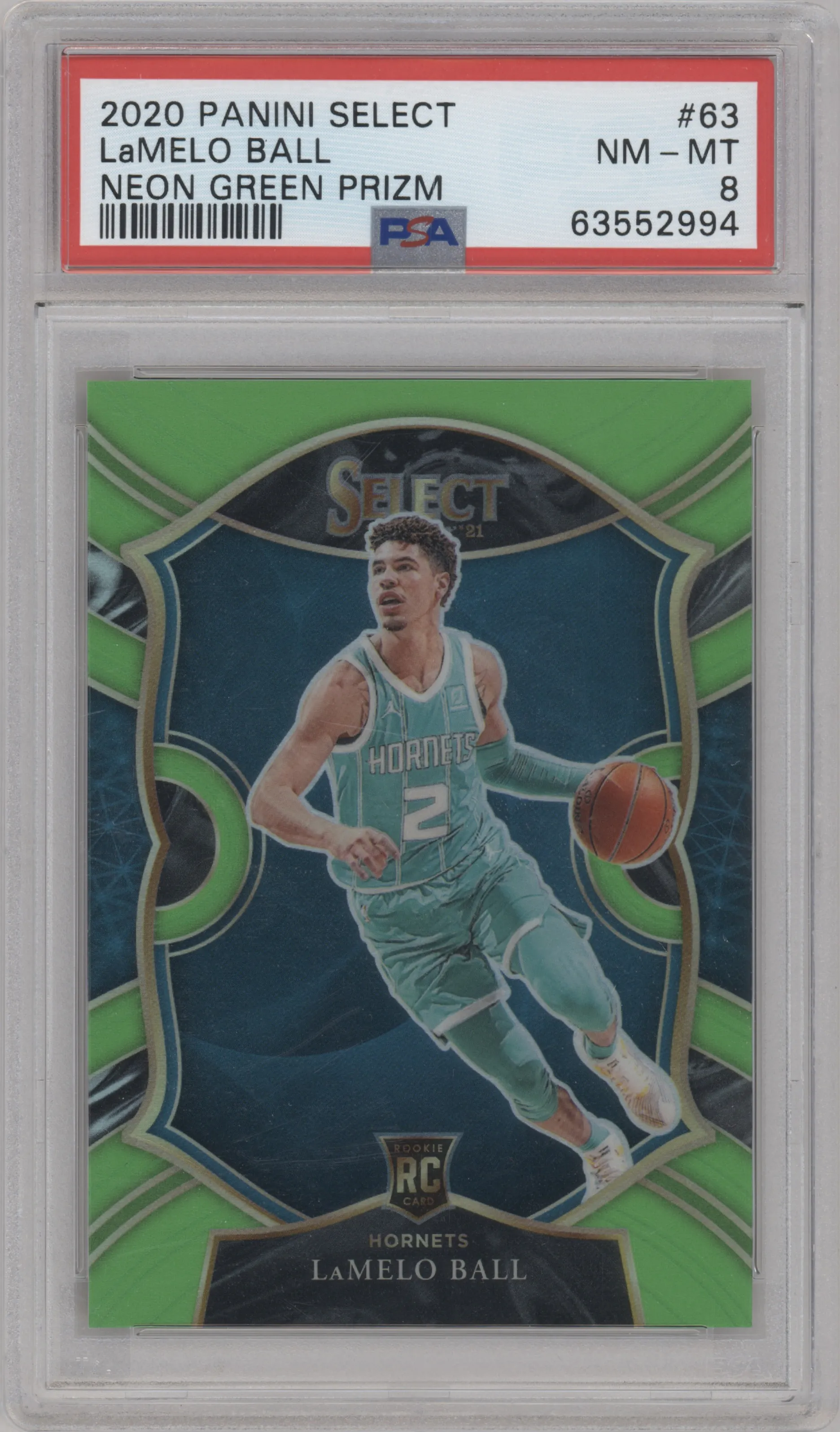 2020 Panini Select LaMelo Ball Neon Green #63 PSA 8