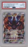 Lucario VStar from the 2023 Pokemon SWSH set featuring a Crown Zenith ETB parallel graded by PSA and given an overall grade of 10.