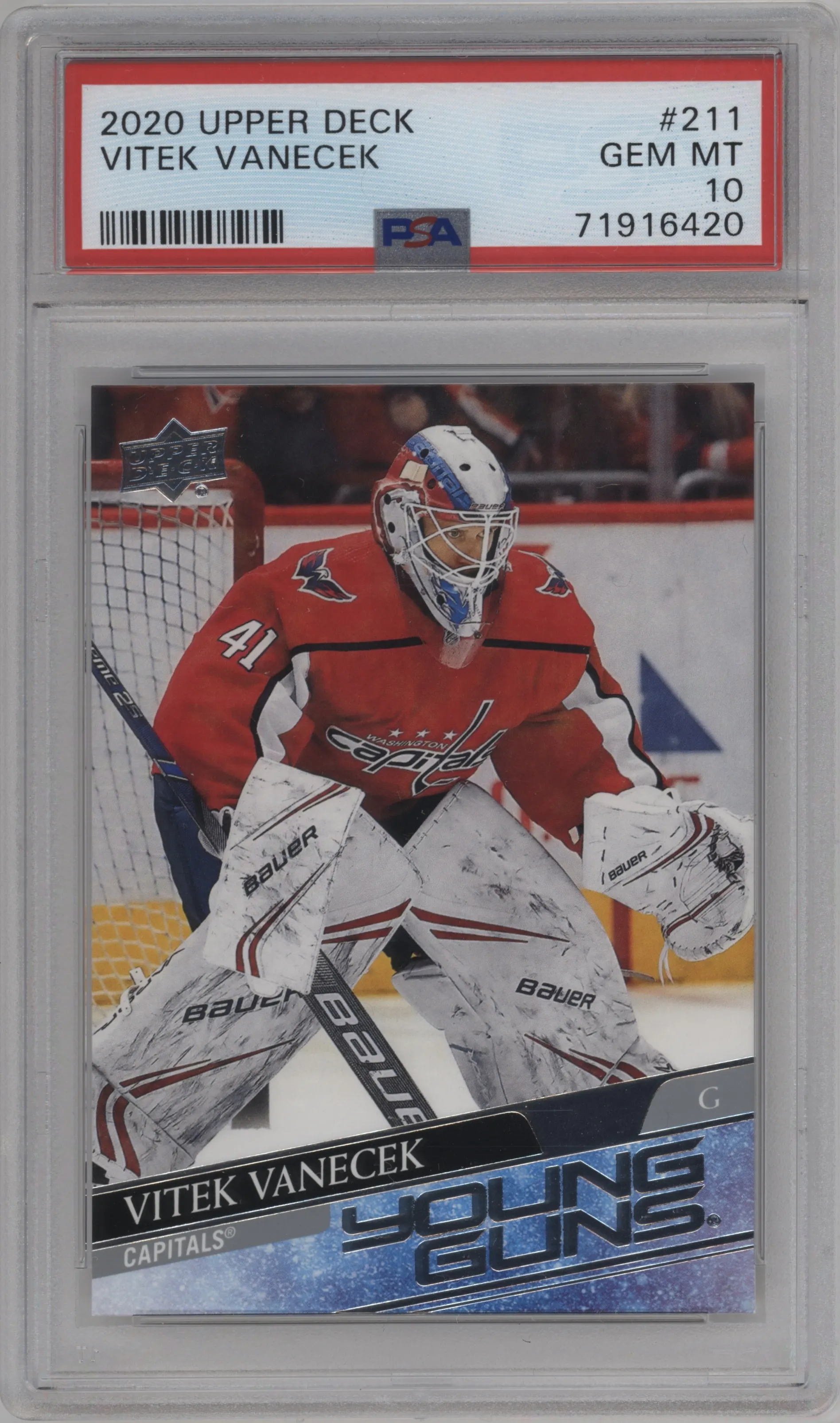 2020 Upper Deck Series 1 Young Guns Vitek Vanecek #211 PSA 10