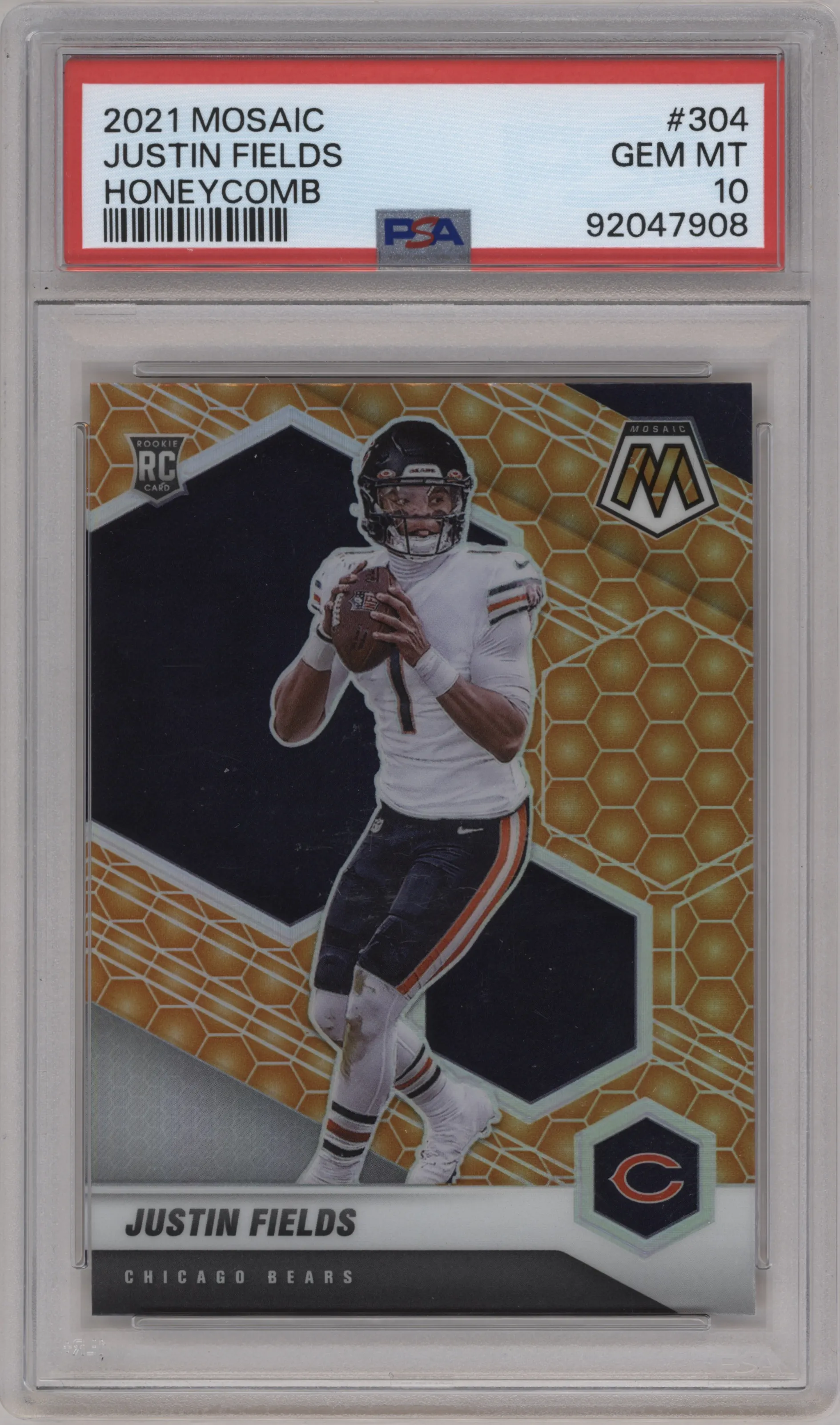 2021 Panini Mosaic Justin Fields Honeycomb PSA 10