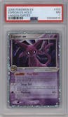 Espeon ex from the 2005 Pokemon EX set graded by PSA and given an overall grade of 7.