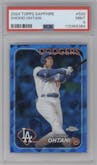 Shohei Ohtani from the 2024 Topps Chrome Sapphire set graded by PSA and given an overall grade of 9.