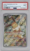 Eevee from the 2025 Pokemon SV set featuring a Prismatic Evolutions Elite Trainer Box parallel graded by PSA and given an overall grade of 9.