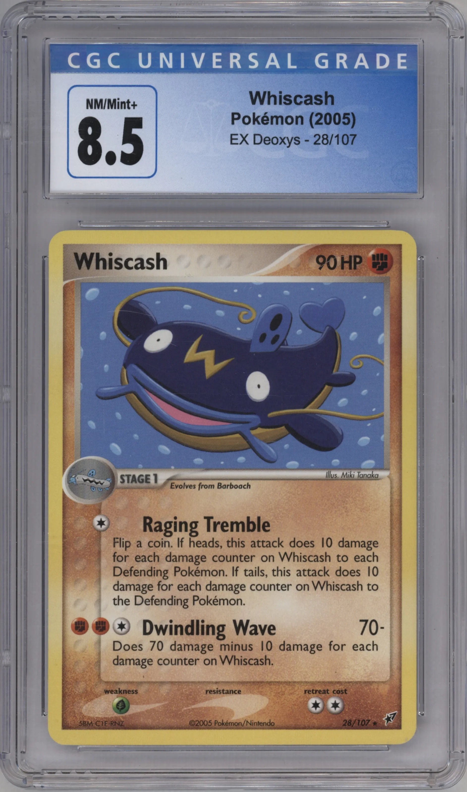 2005 Pokemon EX Deoxys Whiscash #28 CGC 8.5