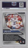 Josh Allen from the 2024 Panini Prizm set featuring a Purple Ice parallel graded by PSA and given an overall grade of 10.