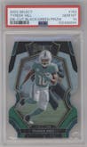 Tyreek Hill from the 2022 Panini Select set featuring a Die-Cut Black/Green parallel graded by PSA and given an overall grade of 10.