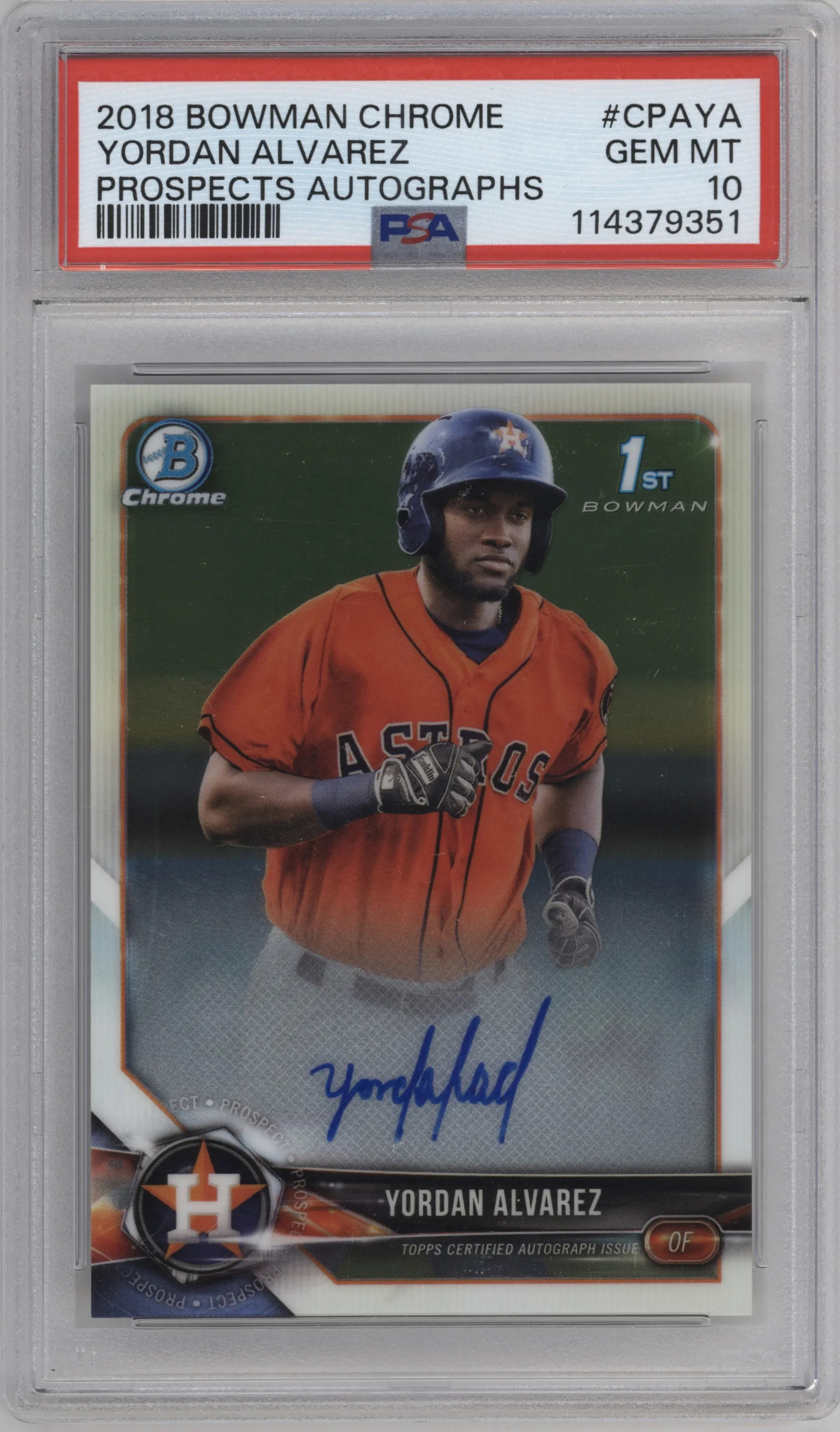 2018 Bowman Chrome Pros.Auto Yordan Alvarez #CPA-YA PSA 10
