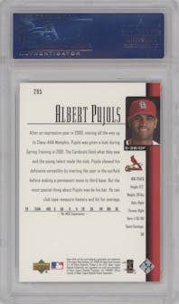 Albert Pujols from the 2001 Upper Deck set graded by PSA and given an overall grade of 10.