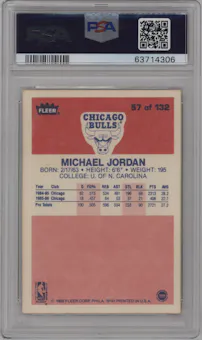 Michael Jordan from the 1986-87 Fleer set graded by PSA and given an overall grade of 6.