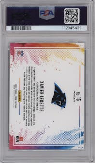 Xavier Legette from the 2024 Panini Prizm set graded by PSA and given an overall grade of 10.