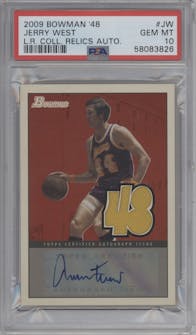 Jerry West from the 2009-10 Bowman '48 set graded by PSA and given an overall grade of 10.