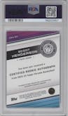 Scoot Henderson from the 2023-24 Topps Chrome set featuring a Purple Geometric Refractor parallel graded by PSA and given an overall grade of 10.