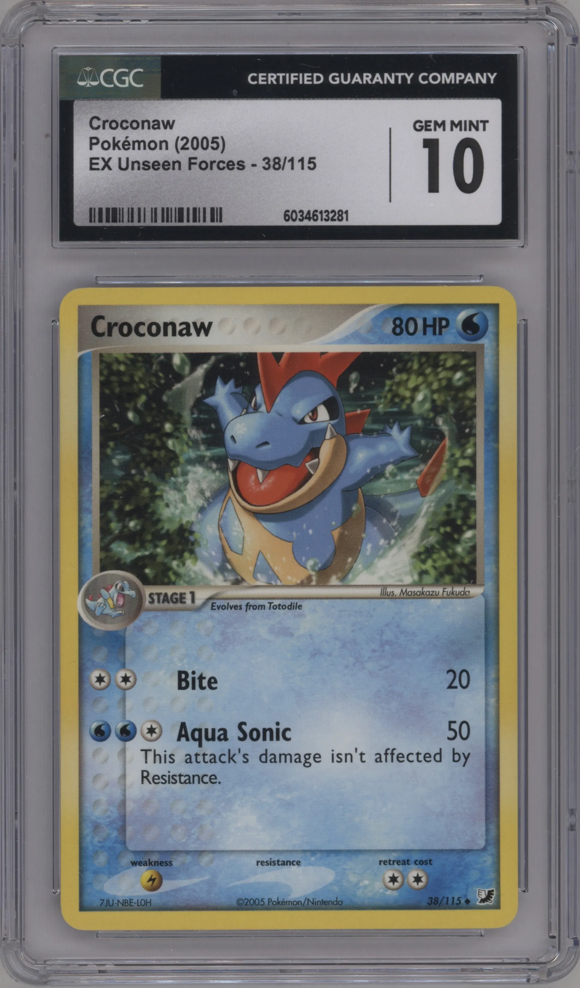 2005 Pokemon EX Unseen Forces Croconaw #38 CGC 10
