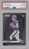 J.J. McCarthy from the 2024 Panini Prizm set graded by PSA and given an overall grade of 10.