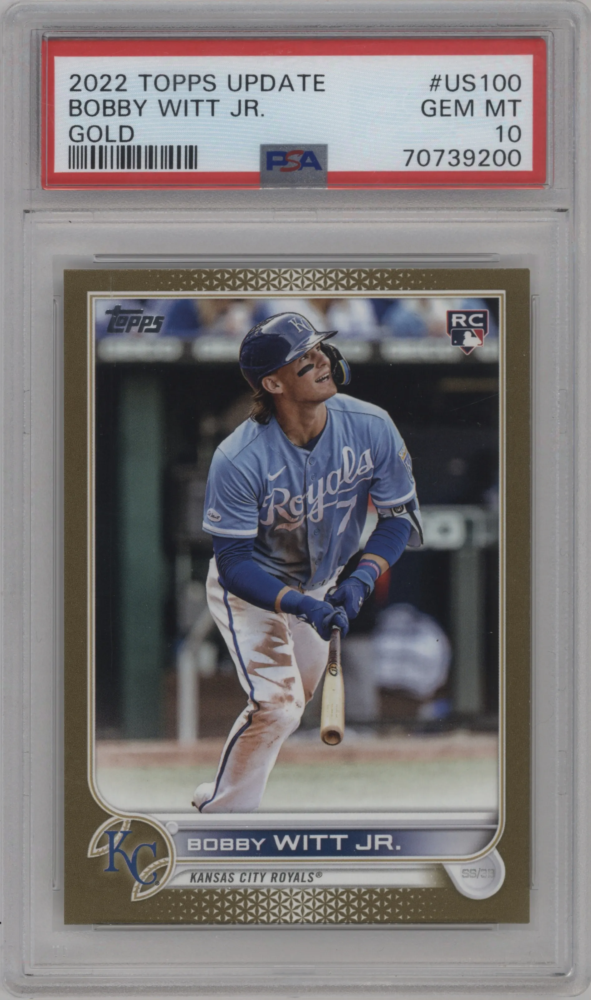 2022 Topps Update Bobby Witt Jr. Gold #US100 PSA 10