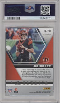 Joe Burrow from the 2020 Panini Mosaic set featuring a Silver parallel graded by PSA and given an overall grade of 10.