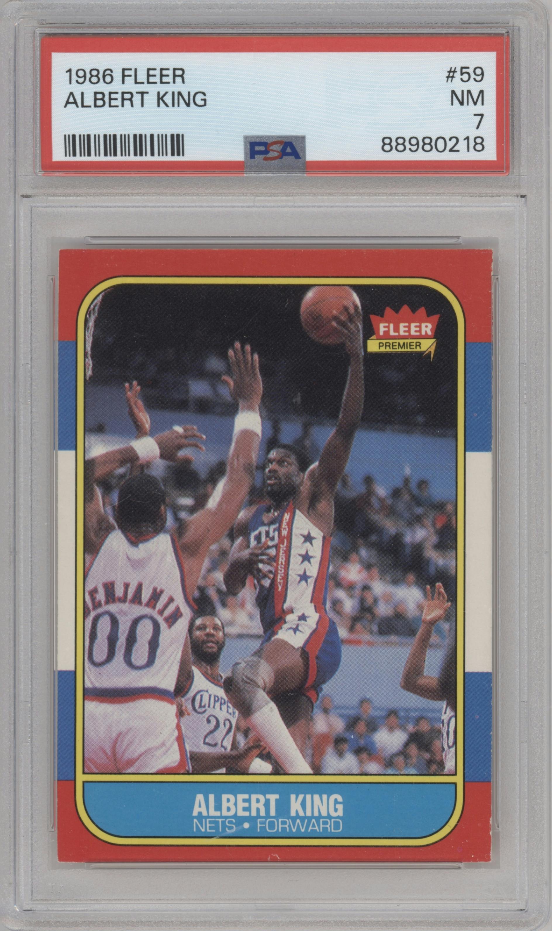 Albert King from the 1986-87 Fleer set graded by PSA and given an overall grade of 7.