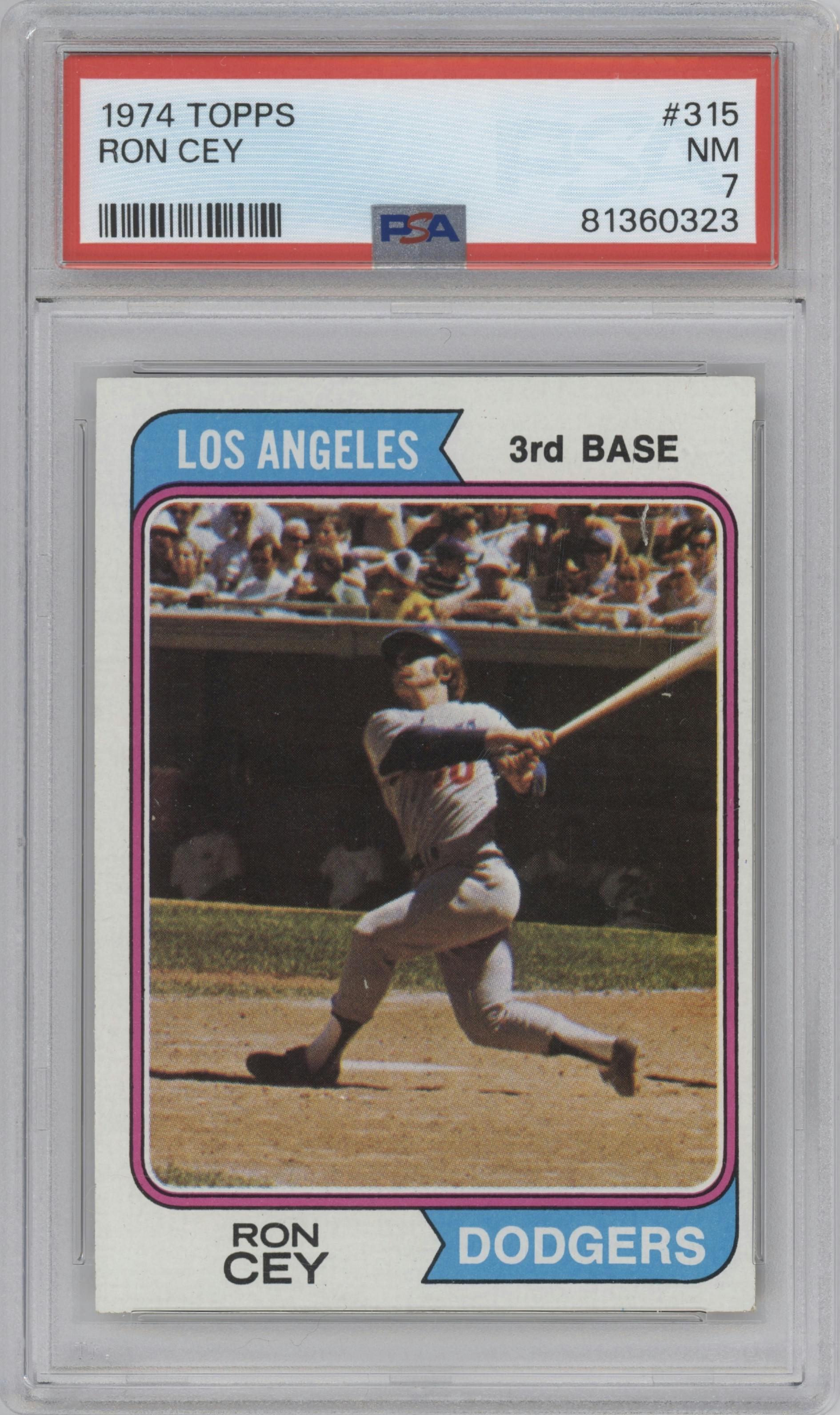Ron Cey from the 1974 Topps set graded by PSA and given an overall grade of 7.