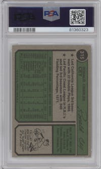 Ron Cey from the 1974 Topps set graded by PSA and given an overall grade of 7.